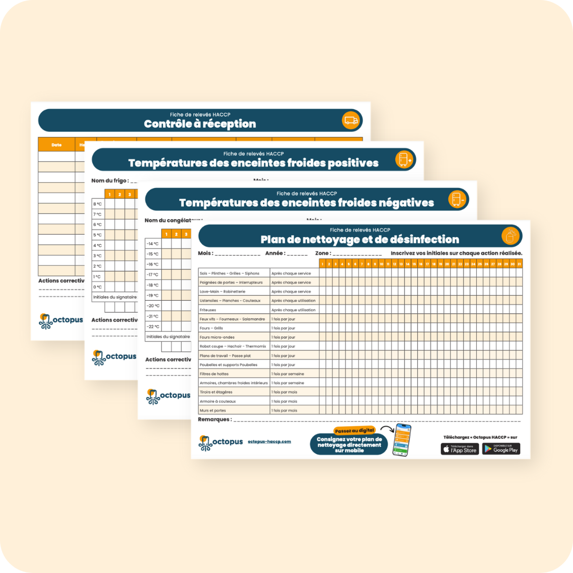 Kit fiches des relevés HACCP principaux ?