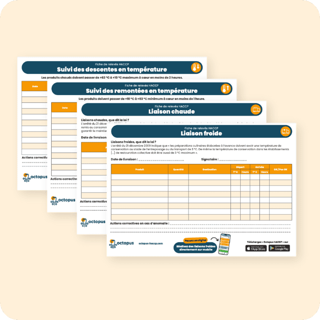 Kit fiches des relevés HACCP secondaire 📃